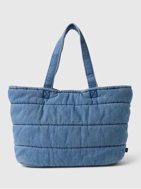 GAP Quilted Denim Puffer Tote Bag